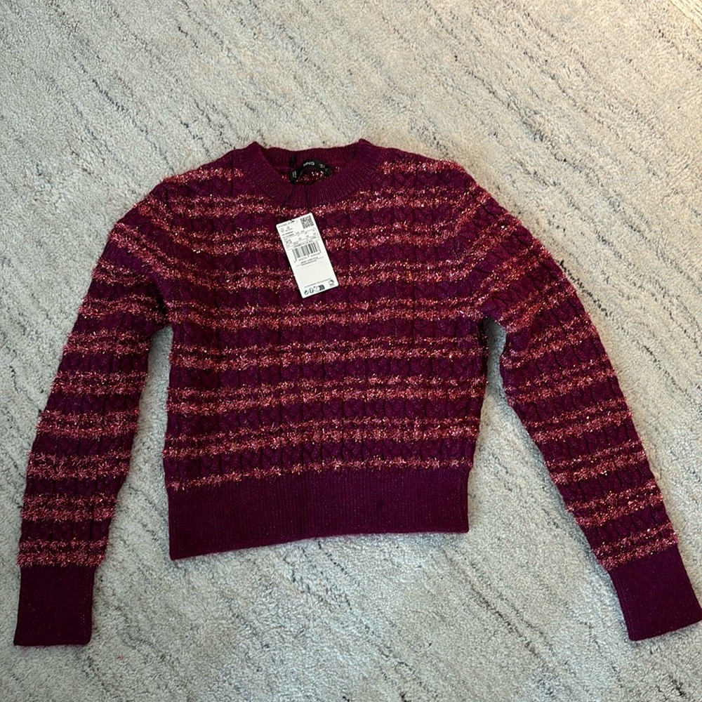 NWT Mango Lurex braided sweater